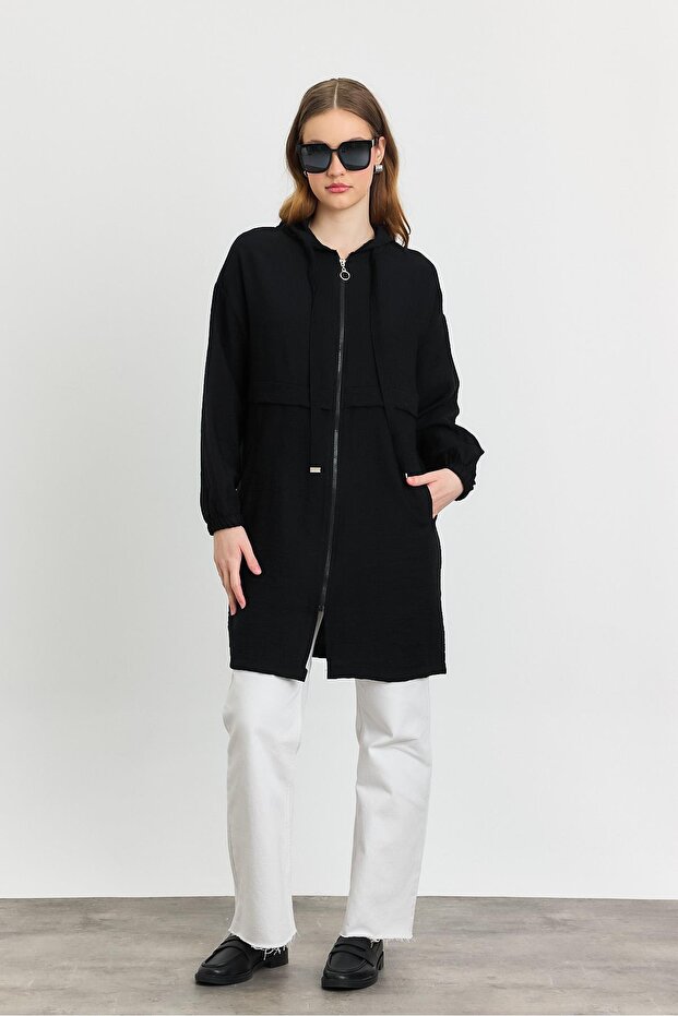 Black Hooded Pocketed Cap 4472A - 1