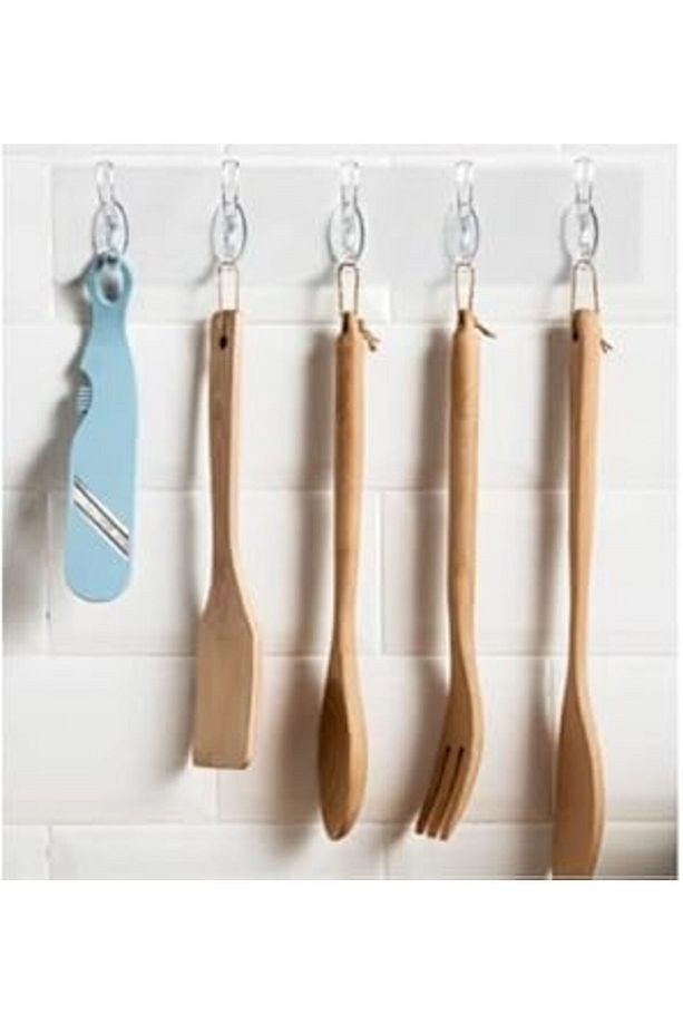 5'li Kendinden Yapışkanlı Güçlü Şeffaf Askılık - Kapı Arkası Mutfak Duvar Banyo Askı Glrshop - 1