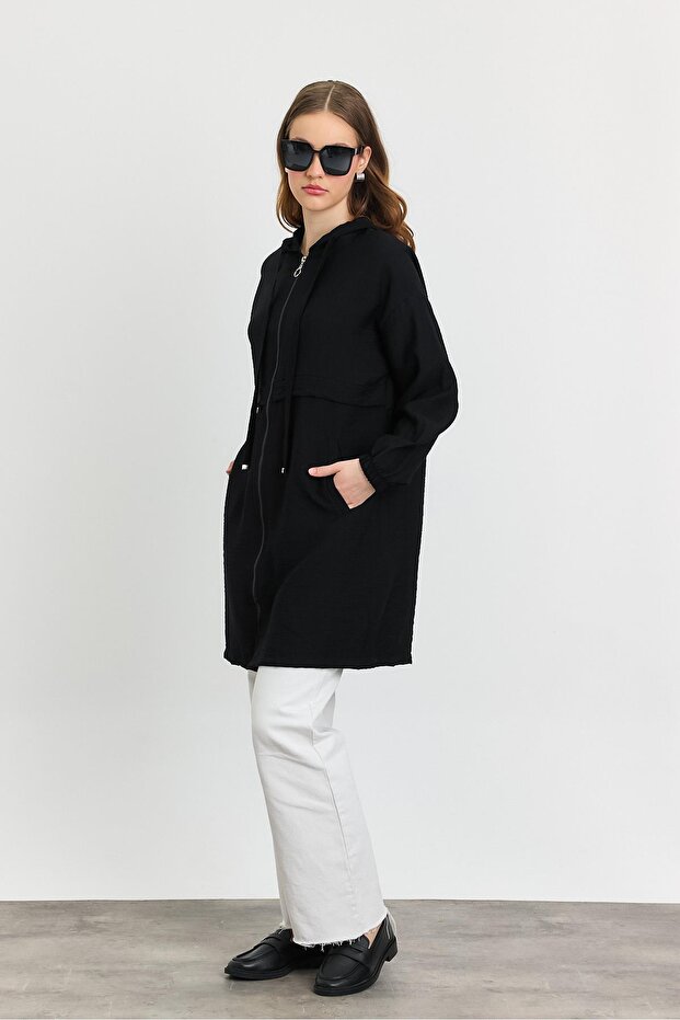 Black Hooded Pocketed Cap 4472A - 6