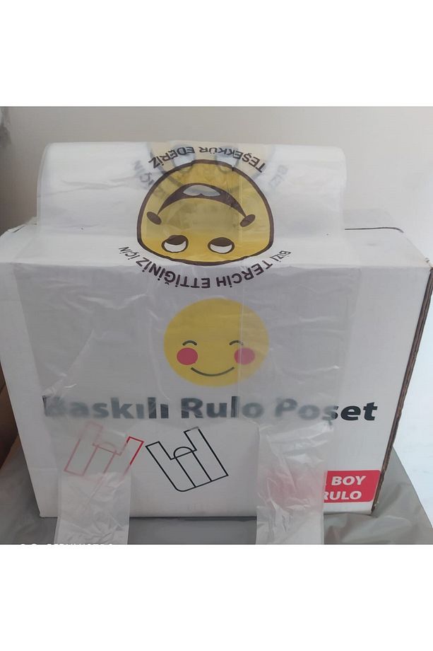 10 Adet Ortaboy Gülenyüz Baskılı Rulo Poşet Market Manav Hışır Atlet Poşet (25X50 CM) - 1