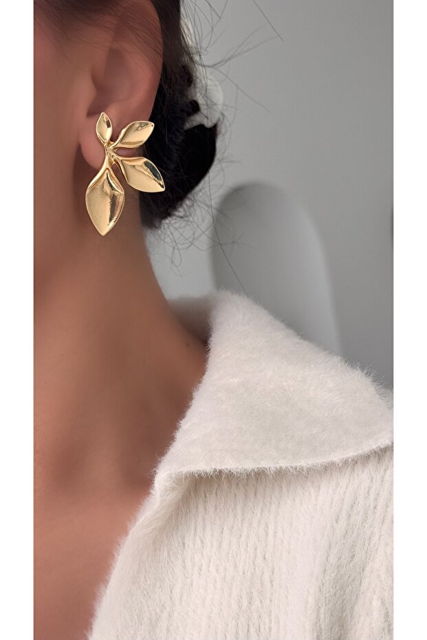 İthal Çelik Çiçek Küpe - 2