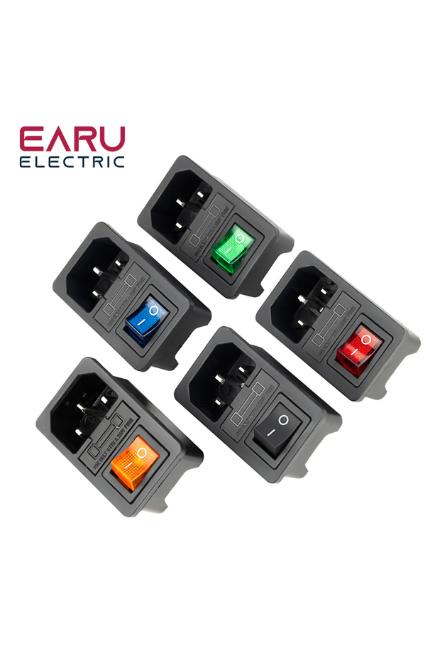 Red With 10A Fuse! Red Rocker Switch Fused IEC320 C14 Inlet Power Socket Fuse Switch Connector Plug - 3