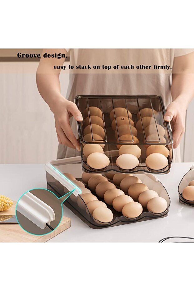 2 Layer Egg Holder, Automatically Rolling Egg Storage Container for Refrigerator,for Household - 8
