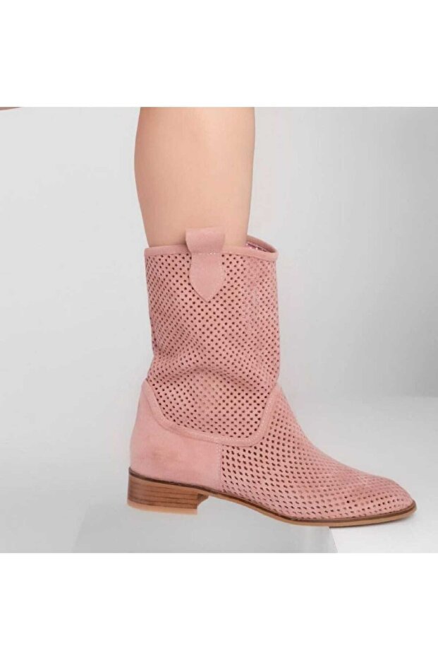 Ptc Devine Kadın Süet Kısa Topuk Delikli Yazlık Bot-pudra - 1