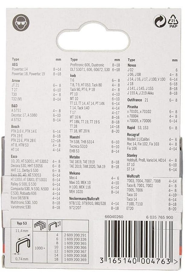 Zımba Teli Tip 53 11.4x0.74x4 Mm - 2609200291 - 2