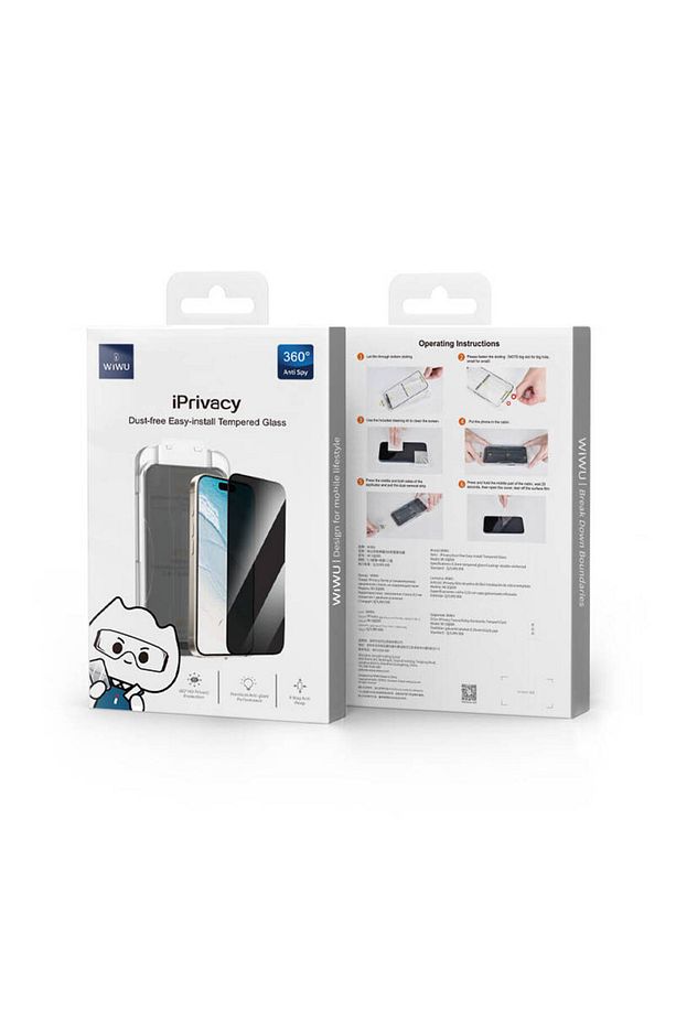 iPhone 16E Hayalet Temperli Cam Ekran Koruyucu Wiwu Wi-SQ009 iPrivacy Uygulama Aparatlı - 5