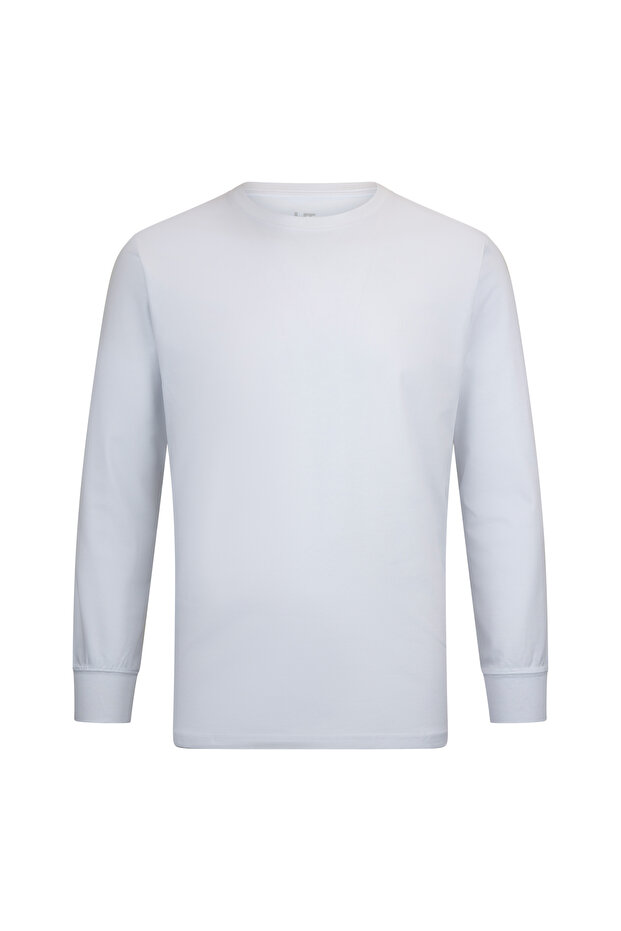 White Regular Fit Crew Neck Cotton Sweatshirt