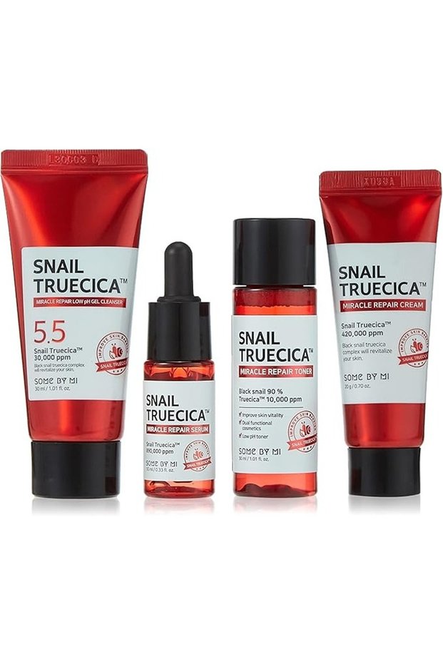 Korean Snail Truecica Miracle Repair Starter Kit - Toner + Serum + Gel Cleanser + Cream