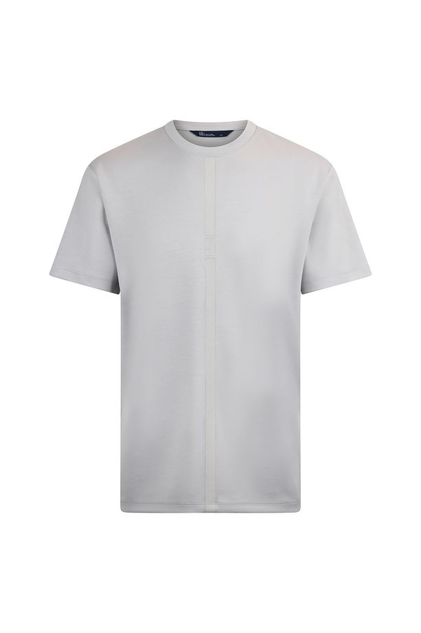 Gri Regular Fit Bisiklet Yaka Pamuklu Basic Tişört - 1