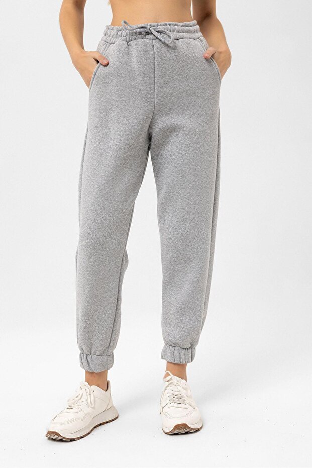 Women's Elastic Waistband, Elastic Detailed, Three-Threaded, Single Bottomed Sweatpants 255005 - 265042