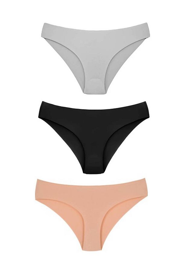 gecko Kadın Lazer Kesim Dikişsiz Kilot iz Yapmayan Yumuşak Külot Mikro Kumaş Bikini Külot 3'lü Paket - 1