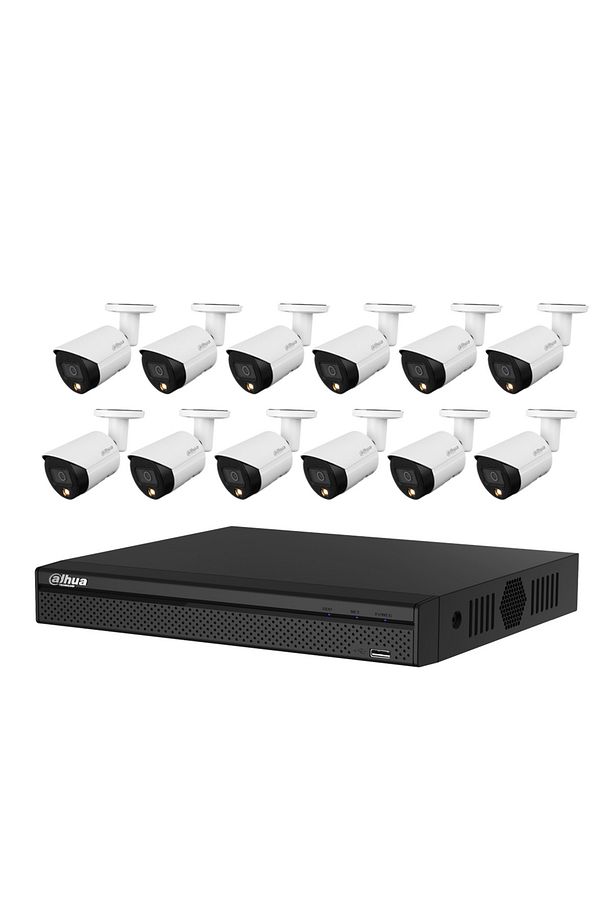 12 Kameralı 2 Mp Gündüz/Gece Renkli Kayıt IP Kamera Seti Kuruluma Hazır - 1