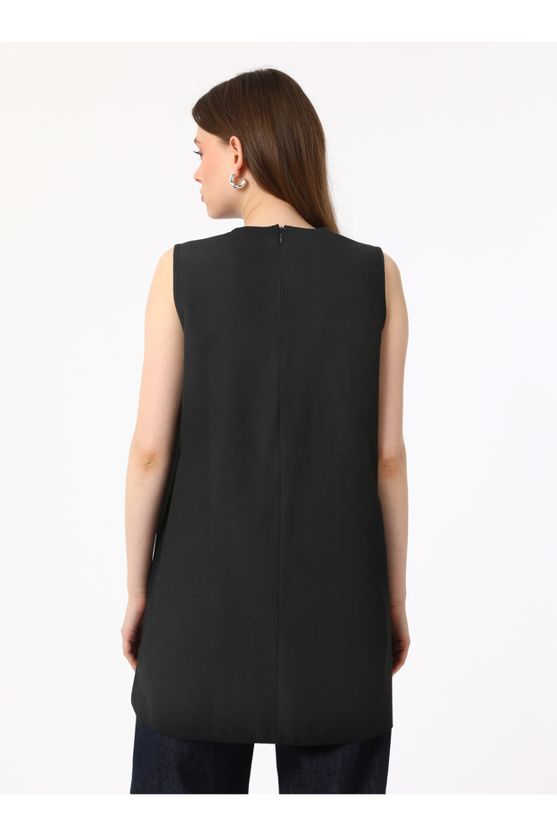 Poplin Kolsuz Basic İçlik Tunik - Siyah - - 7