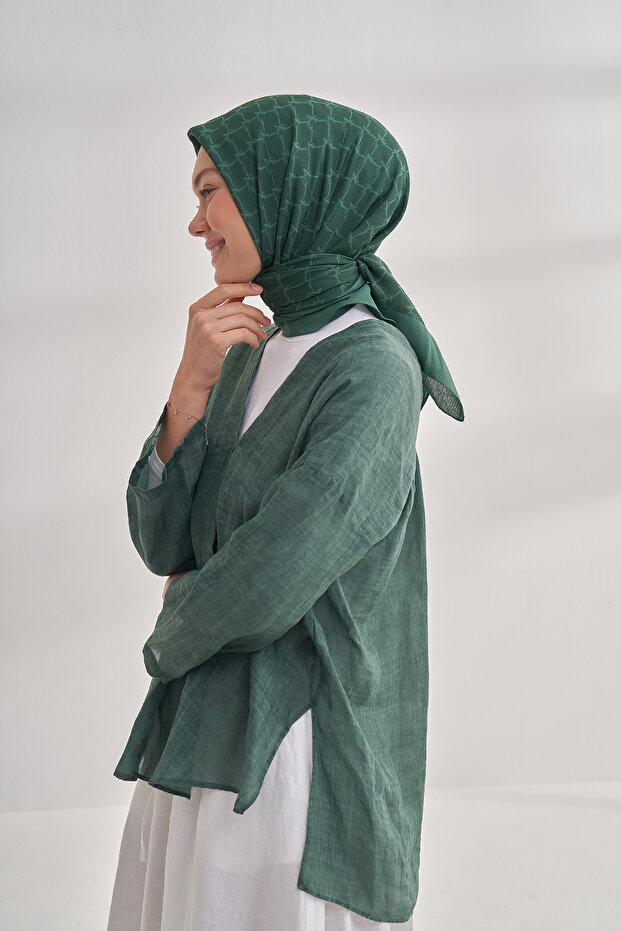 وشاح بنمط سلسلة من القطن - زمرد - 1