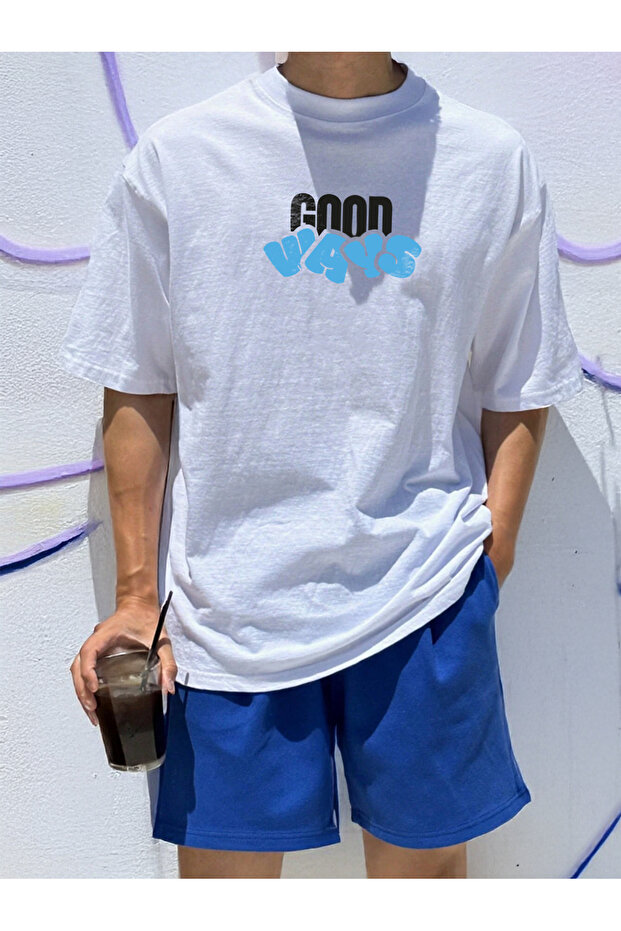 Good Ways Graffiti Pre-Printed Unisex Oversize Crew Neck Seasonal T-Shirt