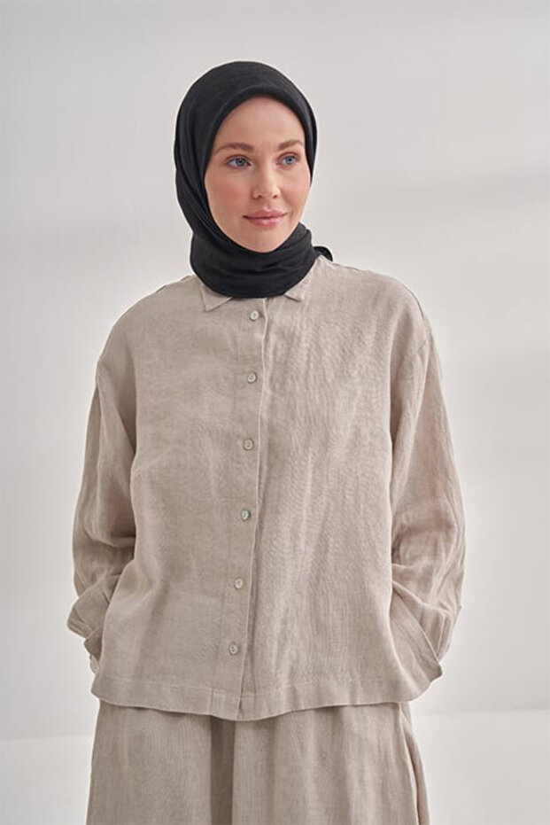 وشاح قطني بنمط سلسلة - أسود - 1