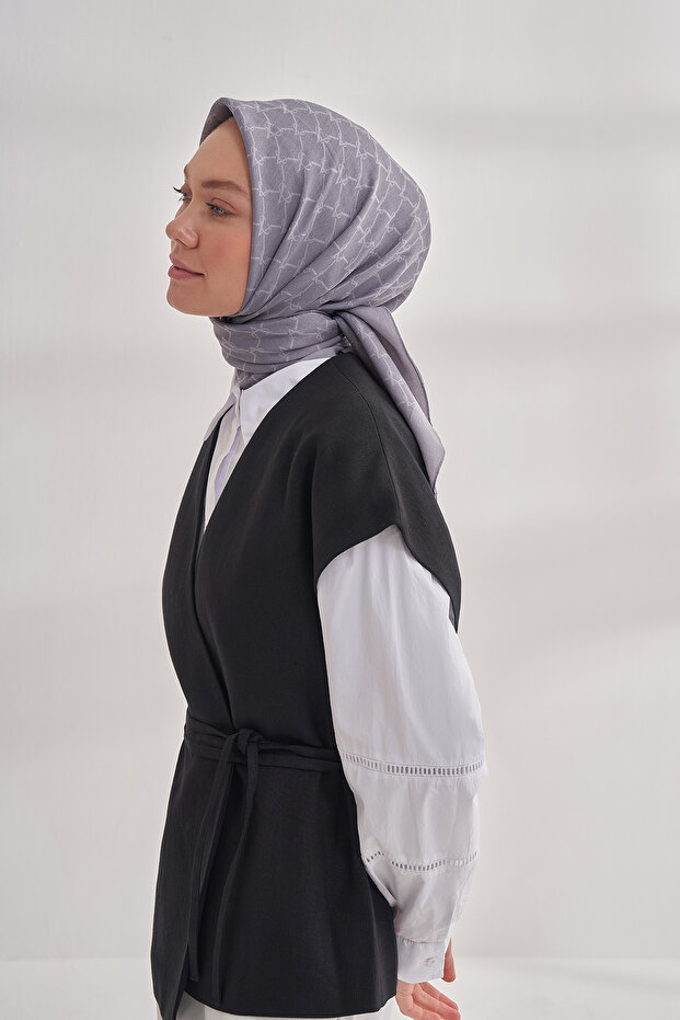 وشاح بنمط سلسلة من القطن - رمادي غامق - 2
