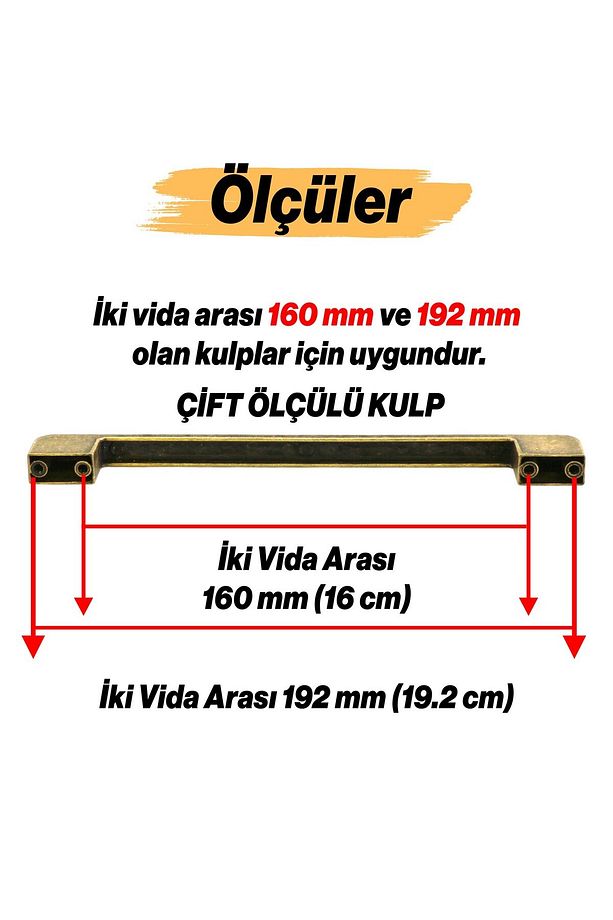 Radus Eskitme Antik Sarı 192 Mm Metal Mobilya Mutfak Çekmece Dolap Kulpu Kulbu Kulpları 10 Adet - 2