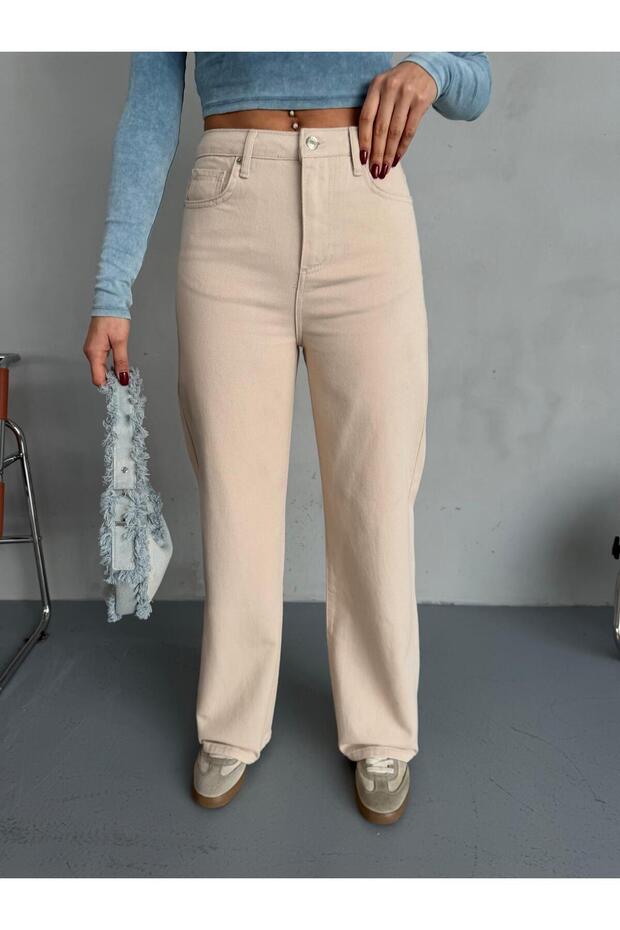 BEŽ TRAPER PANTALONE ŠIROKIH KROJA - 5