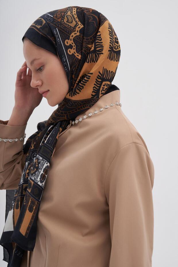 Deep Karamel Early İpek Şal - 4