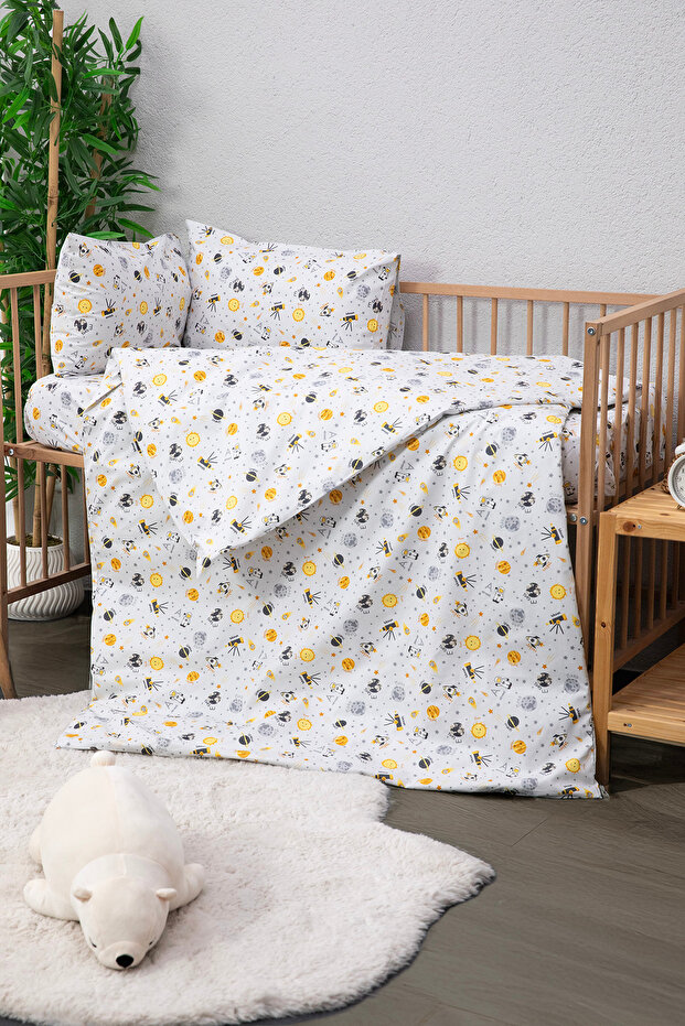 Baby 100% Cotton Astronaut Baby Bedding Set - Gray
