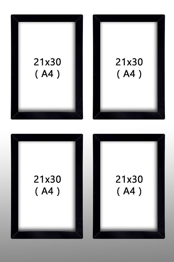 4 Adet A4 Çerçeve - 21x30 Sertifika Çerçevesi * Pvc'li A4 Çerçeve - Siyah Çerçeve - 6