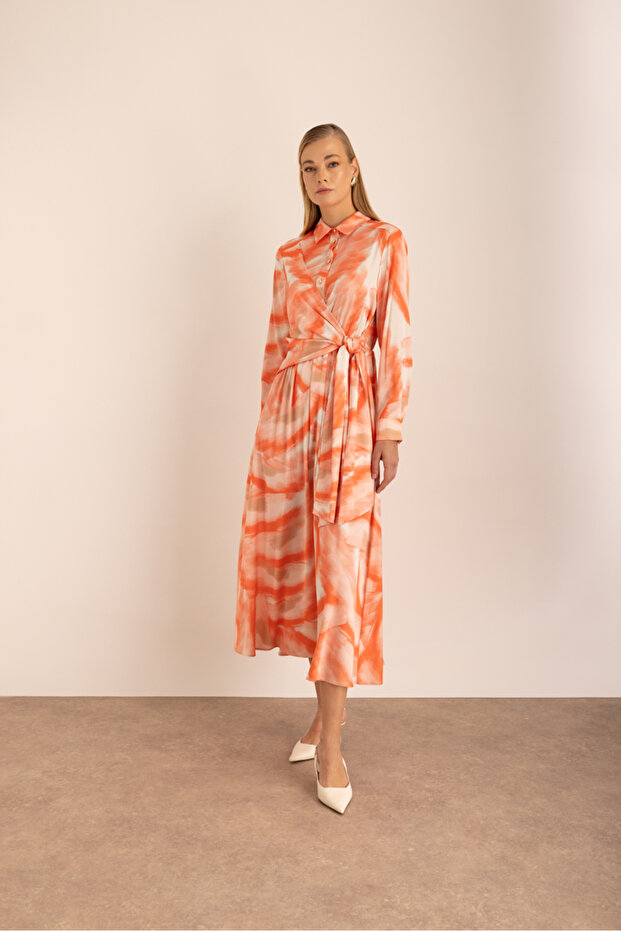 Rochie din satin cu model - 1