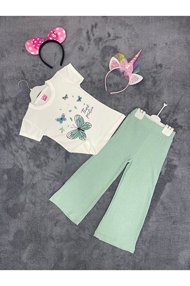 Girl's Butterfly Printed Stylish Suit