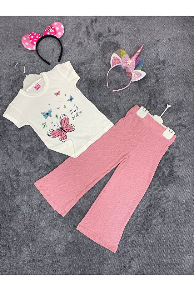 Girl's Butterfly Printed Stylish Suit