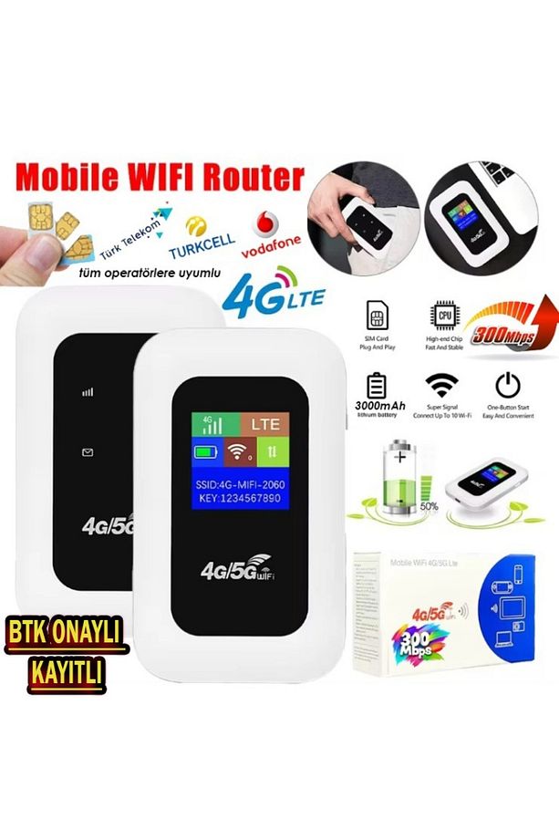4G/5G A8-E Mobil Sim Kartlı WiFi Router 300Mbps Kablosuz 3000mAh Taşınabilir Hotspot Cep Modem - 1