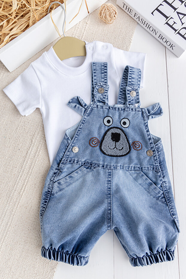 Figured Summer 2-Piece Baby Boy Denim Salopet Jumpsuit