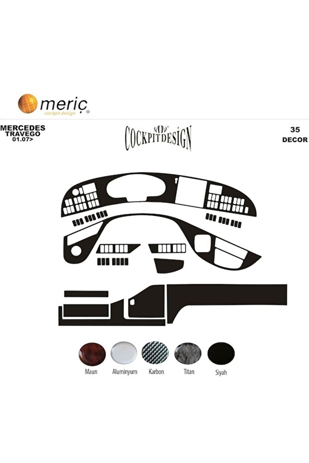 Meriç ® Mercedes Travego Front Glove Box Trim Carbon 35 Pieces 2005-2011