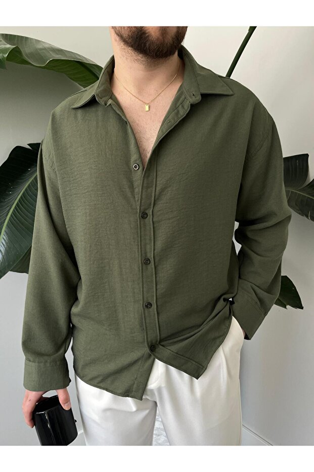 Keten Oversize Gömlek - 3