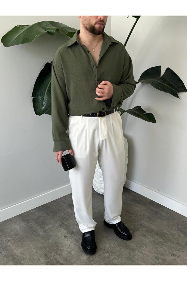 Keten Oversize Gömlek - 2