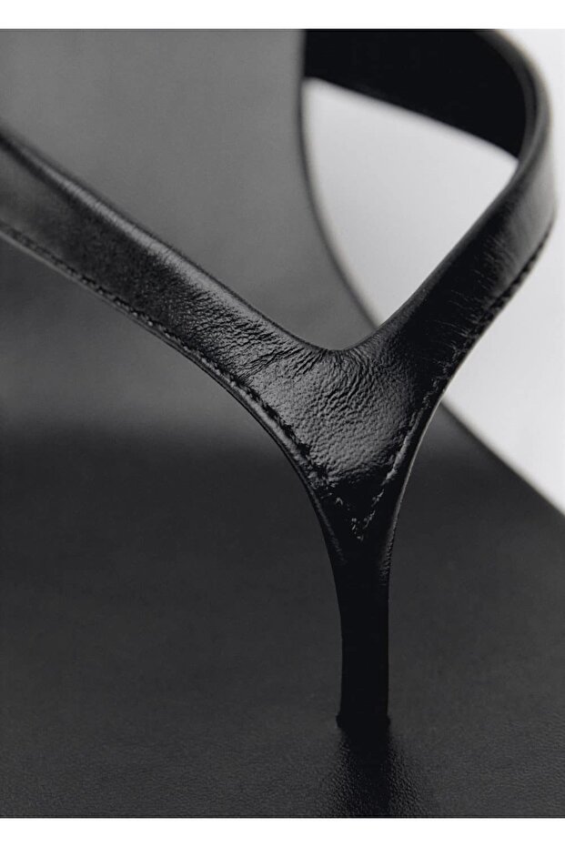 Dolgu topuklu deri sandalet - 6