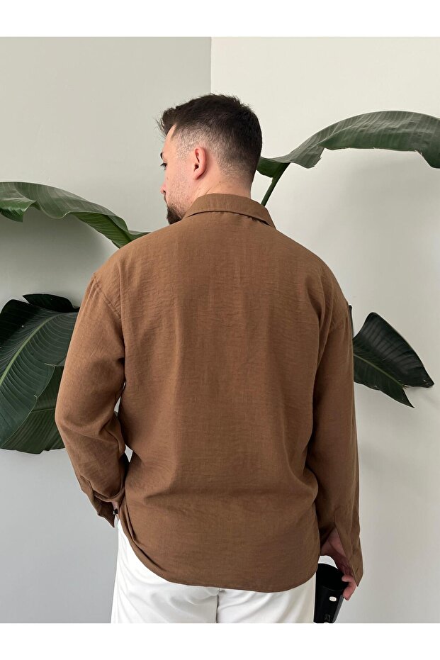 Keten Oversize Gömlek - 3