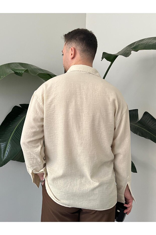 Keten Oversize Gömlek - 2