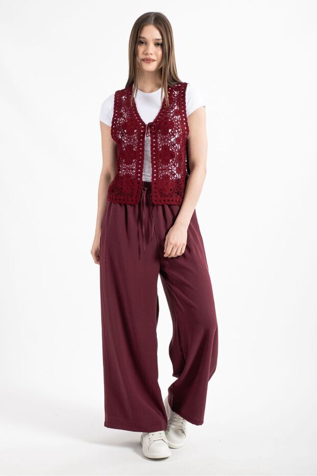Hatunatila Women's Acrylic Drainage Vest Claret Red - 5157