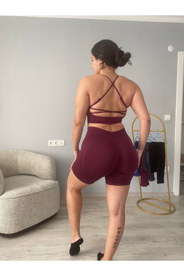 Wins serisi kalçası büzgülü push up etkili seamless spor şort (tek şort) - 1