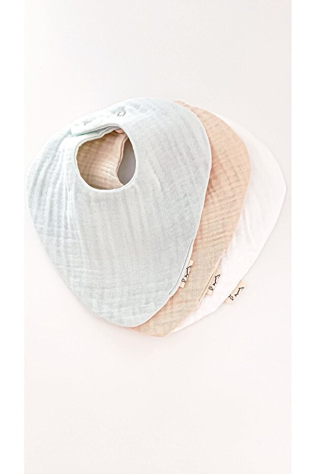 3-Piece Scarf 100% Cotton Organic 8-Layer Multi Muslin Baby Bib / Drool Bib / Nickel Free Snaps