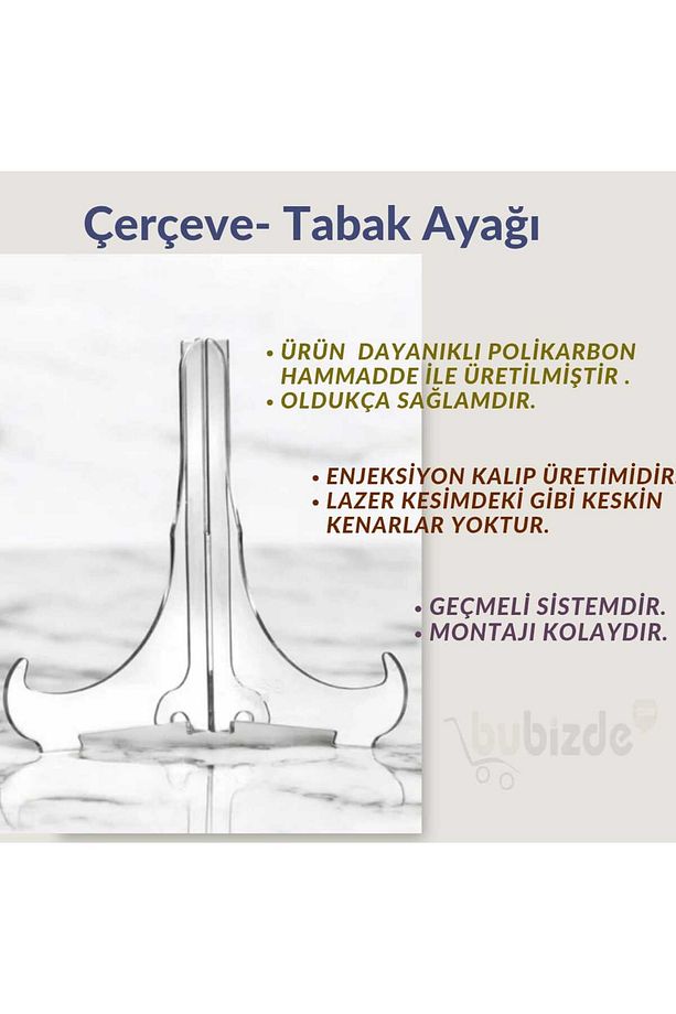 Çerçeve Ve Tabak Teşhir Ayağı Stand Set Şeffaf Pleksi 8 cm - 4