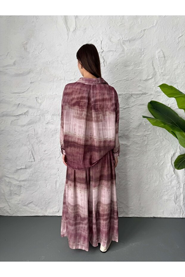 مجموعة شيفون منقوشة بلون البرقوق - 3