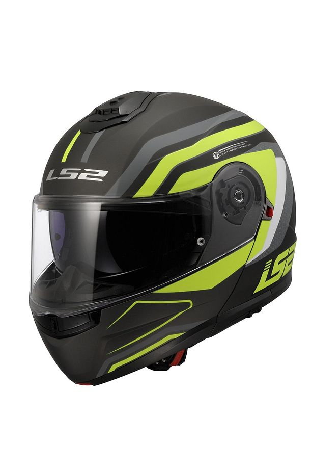 Strobe 2 Çene Açılır Kask Phantom Mat Tıtanıum Neon Sarı - 1