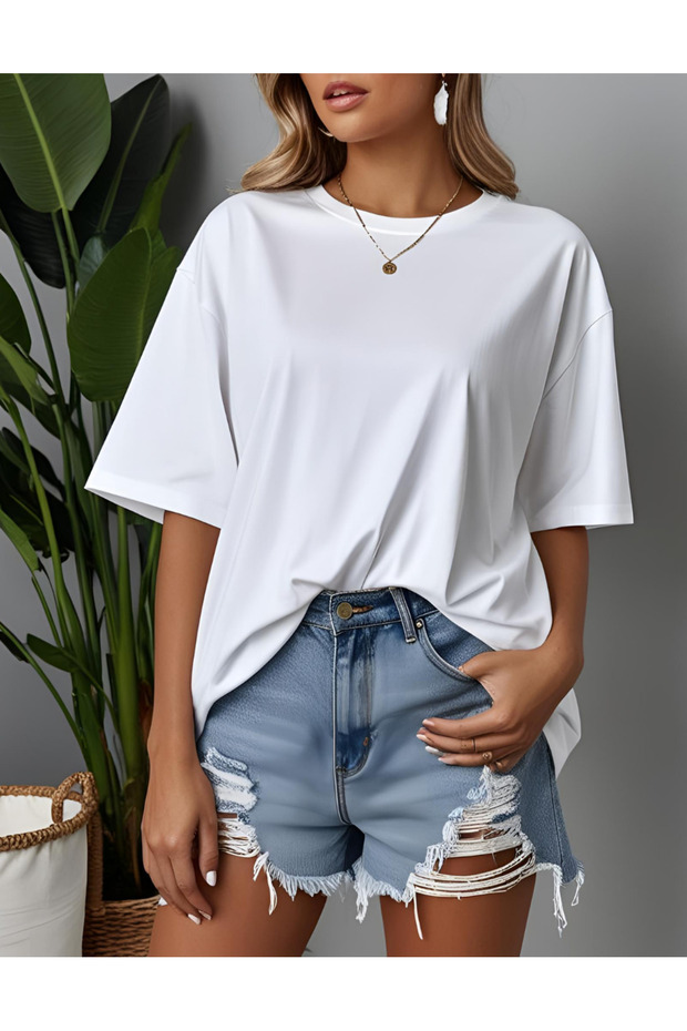 Owersize  Unisex Pamuklu Tshirt - 4