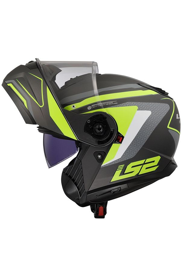 Strobe 2 Çene Açılır Kask Phantom Mat Tıtanıum Neon Sarı - 3