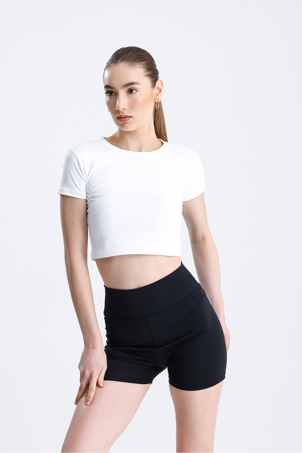Lıcralı Crop Tshirt - 2