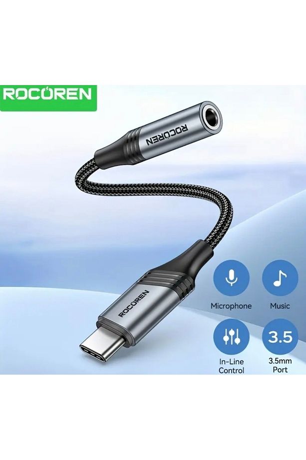 Type-C To 3.5mm Jack Aux Kulaklık Çevirici Dönüştürücü Dac Çip Hi-Fi Ses Hasır Örgülü Sağlam - 1