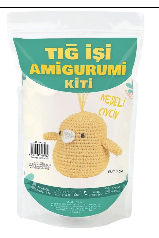 BALIM ÖRGÜ EVİ Mini Amigurumi Kiti Neşeli Civciv (BİTMİŞ EBAT 7 CM) Tüm Malzemeleri İle Birlikte
