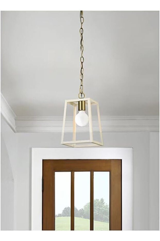 A F N LIGHTINGS White and Gold Mini Pendant Light Square Hanging Ceiling Lamp Vintage Style Pendant