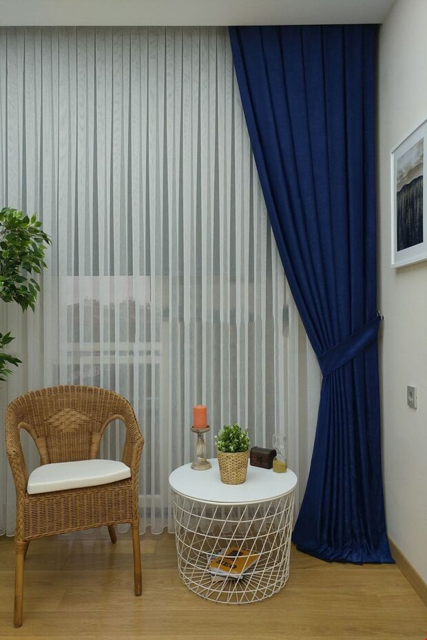 Background Fabric Curtain Parliament Blue Color Velvety Soft Soft Wing Side Curtain 1e 3 Draped Pleat